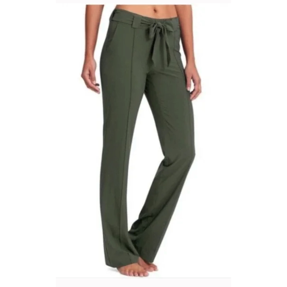 Athleta Pants Green Destination Wide Leg Belted Lightweight Athleisure~ 6